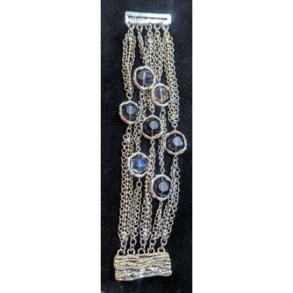 Jewelry - Stunning Vintage Estate Multi Strand Chain Purple Faceted Bead Bracelet 8"